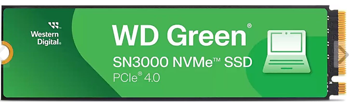 WD 500GB Green SN3000 SSD m.2 NVMe 5000-4000MBPS GEN4 WDS500G4G0E