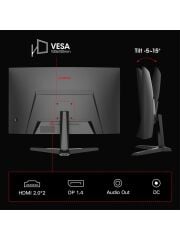 KOORUI 27 27E6QCA Curved 180Hz Gaming 2K Monitör Siyah 1ms