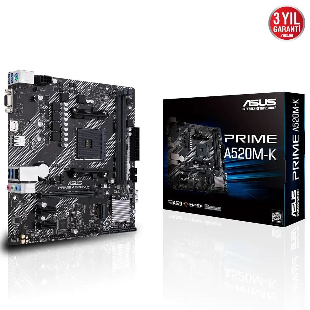 ASUS PRIME A520M-K AMD Soket AM4 DDR4 4600(OC)MHz Micro ATX Anakart
