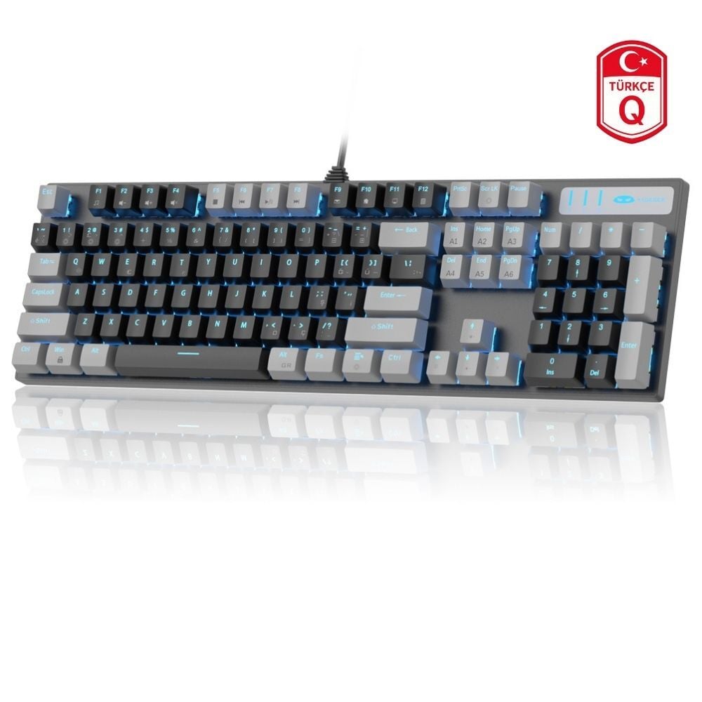 MAGEGEE MK-STORM 104 Tuş Mekanik Red Switch Kablolu Türkçe Q Gri-Siyah Gaming Klavye