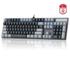 MAGEGEE MK-STORM 104 Tuş Mekanik Red Switch Kablolu Türkçe Q Gri-Siyah Gaming Klavye