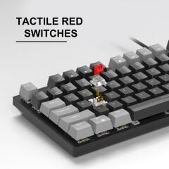 MAGEGEE MK-STORM 104 Tuş Mekanik Red Switch Kablolu Türkçe Q Gri-Siyah Gaming Klavye