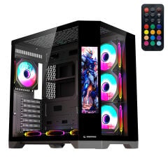 RAMPAGE NOVA 9.16 Lcd Ekranlı Hub+Kumanda Siyah 7x12cm ARGB Pwm Fan Kasa
