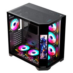 RAMPAGE NOVA 9.16 Lcd Ekranlı Hub+Kumanda Siyah 7x12cm ARGB Pwm Fan Kasa