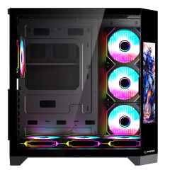 RAMPAGE NOVA 9.16 Lcd Ekranlı Hub+Kumanda Siyah 7x12cm ARGB Pwm Fan Kasa