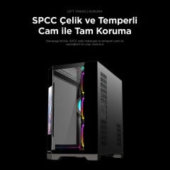 RAMPAGE NOVA 9.16 Lcd Ekranlı Hub+Kumanda Siyah 7x12cm ARGB Pwm Fan Kasa