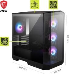 MSI MAG PANO M100R PZ Black 4x120mm ARGB Fan USB 3.2 Micro-ATX Tower Kasa