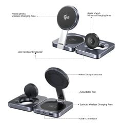 Unitek Qi2 Katlanabilir 3`ü 1 Arada Şarj İstasyonu (P1300AGY01)