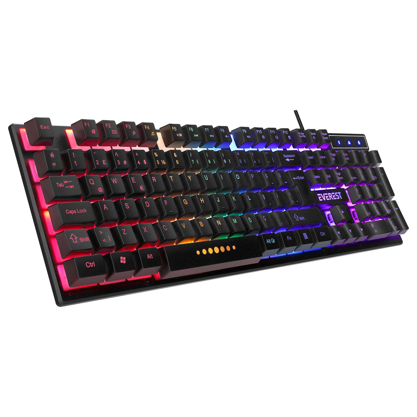 EVEREST KB-24 Siyah Rainbow Q Membrane Oyuncu Klavyesi