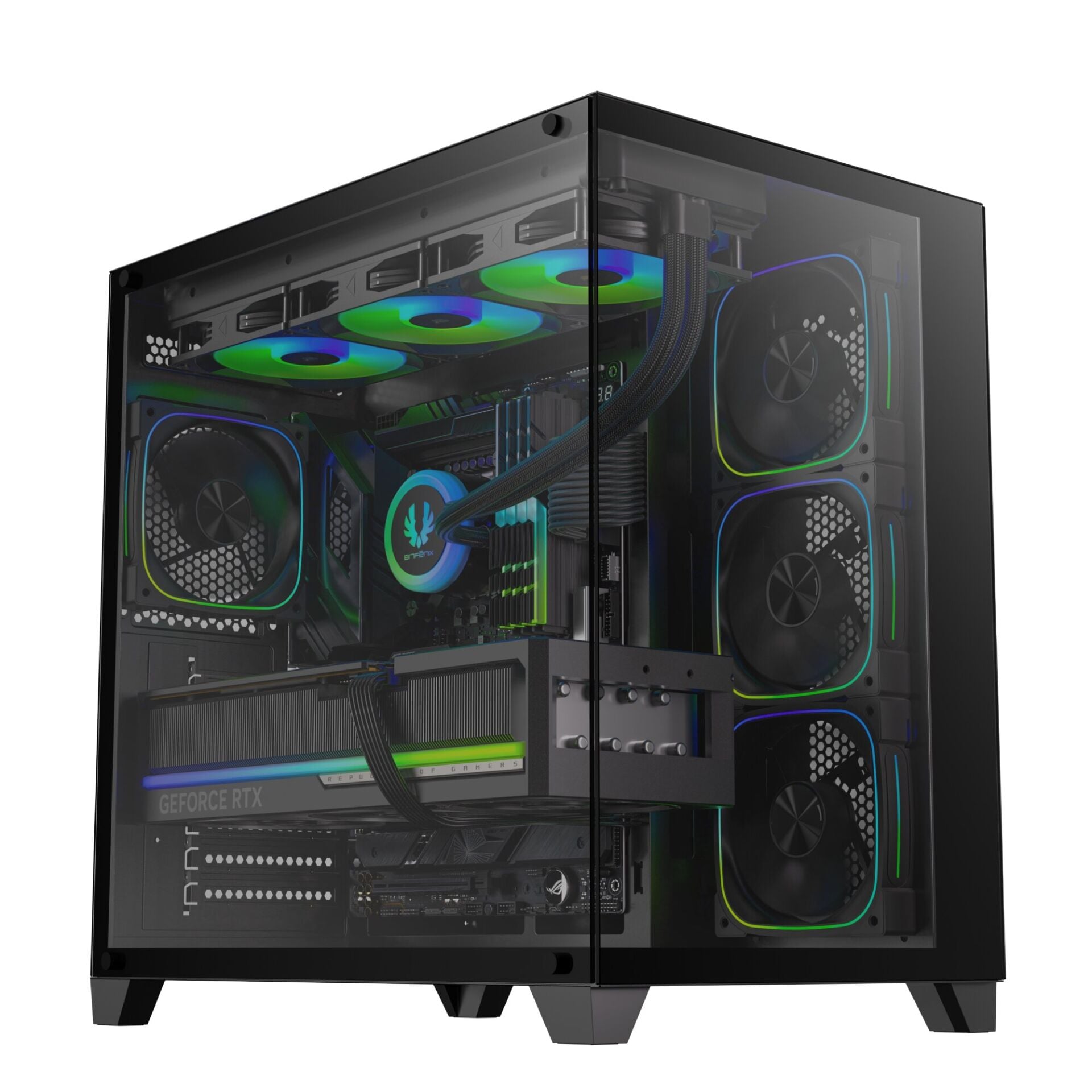 BITFENIX Polii Black 750W ATX 3.1 80+ Bronze PSU 4x120mm FRGB Fan ATX Temperli Cam Siyah Kasa