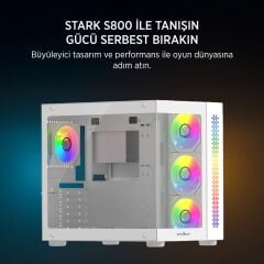 James Donkey Stark S800 4xARGB Temperli Cam 750W 80+ Bronze ATX Beyaz Kasa