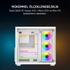 James Donkey Stark S800 4xARGB Temperli Cam 750W 80+ Bronze ATX Beyaz Kasa