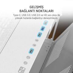 James Donkey Stark S800 4xARGB Temperli Cam 750W 80+ Bronze ATX Beyaz Kasa
