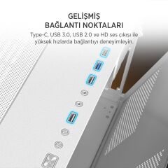 James Donkey Stark S800 4xARGB Temperli Cam 750W 80+ Bronze ATX Beyaz Kasa