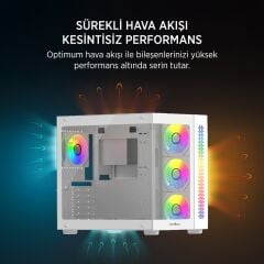James Donkey Stark S800 4xARGB Temperli Cam 750W 80+ Bronze ATX Beyaz Kasa
