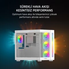 James Donkey Stark S800 4xARGB Temperli Cam 750W 80+ Bronze ATX Beyaz Kasa