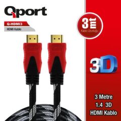 QPORT Q-HDMI3 3 METRE HDMI KABLO VER1.4 ALTIN UÇLU 3D