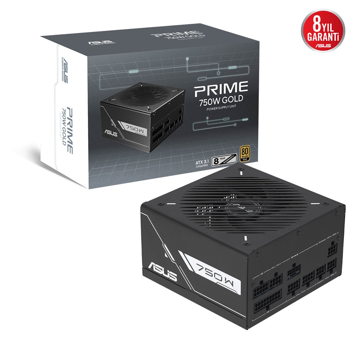 ASUS PRIME 750G 750W Gold 80 Plus Full Modüler ATX 3.1 PCIE 5.1  Güç Kaynağı