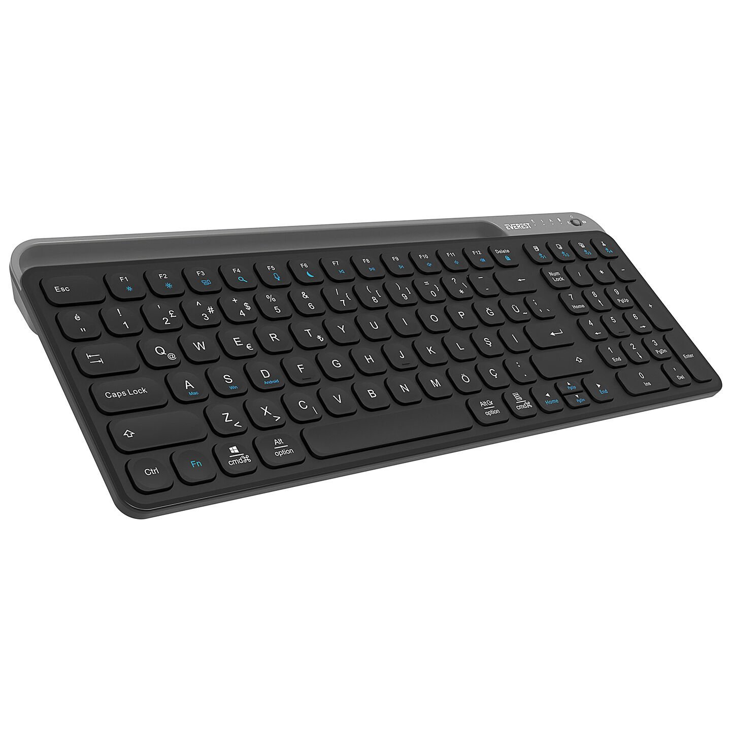 EVEREST KB-BT90 Siyah-Gri Bluetooth Şarjlı Kablosuz Klavye