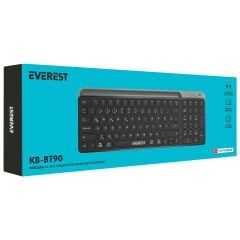 EVEREST KB-BT90 Siyah-Gri Bluetooth Şarjlı Kablosuz Klavye