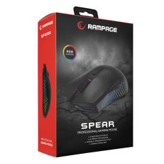 RAMPAGE SMX-G68 SPEAR V2 FULL RGB 12800 DPI Siyah 7D Makrolu Gaming Mouse