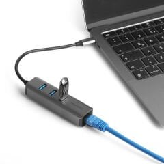 DARK USB3.1 TypeC - 3 x USB3.0 HUB ve 1 x Gigabit Ethernet DK-AC-U31X3GL