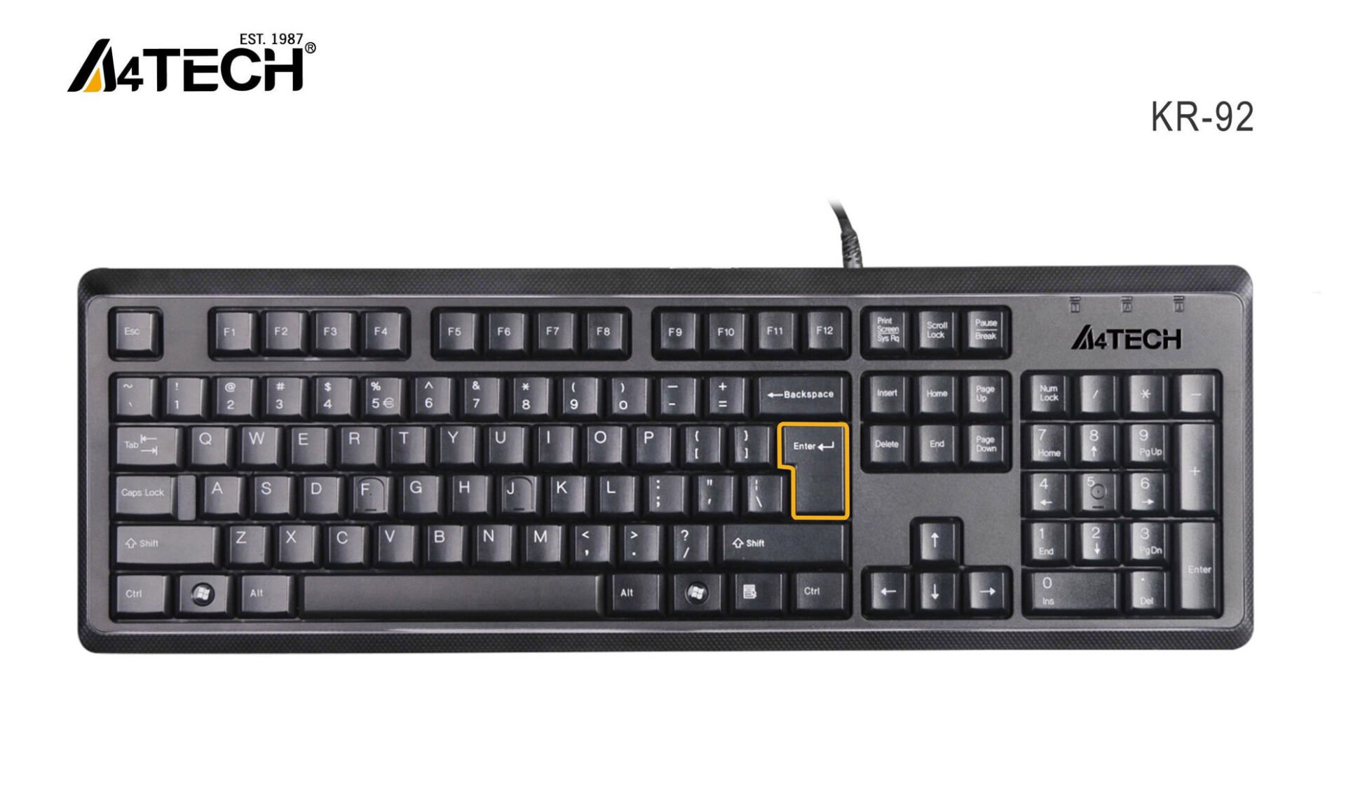 A4 TECH Kablolu USB Q Türkçe Standart Siyah Klavye KR-92