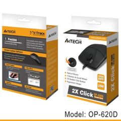A4 TECH Kablolu,USB,800DPI Optik Mouse,Siyah OP620D-B