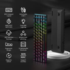 MAGEGEE MK-BOX 68 Tuş RGB Hot-Swap Manyetik Kablolu Türkçe Q Siyah Gaming Klavye
