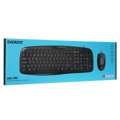 EVEREST UN-795 Siyah Usb Q Multimedia Klavye Mouse Set