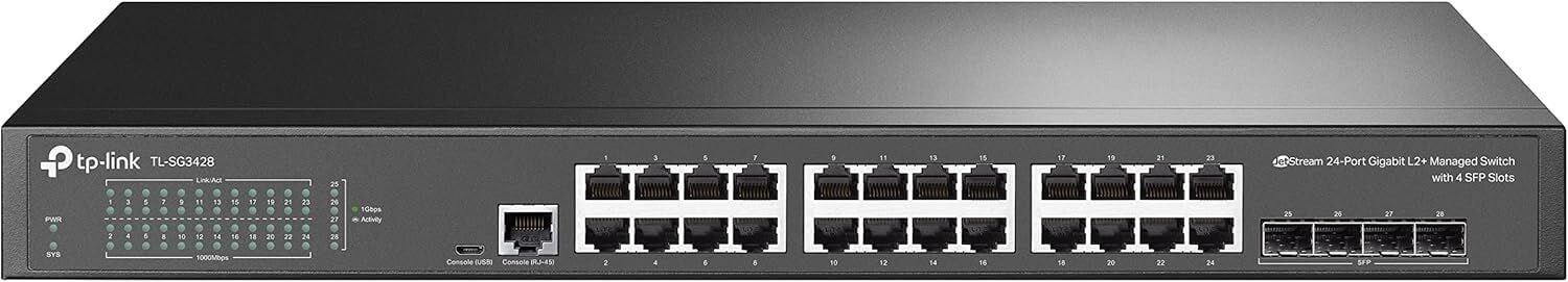 TP-LINK TL-SG3428 24 PORT GIGABIT+4XGIGABIT SFP UPLINK L2+ YÖNETİLEBİLİR RACKMOUNT SWITCH