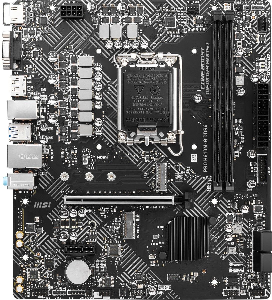 MSI PRO H610M-G DDR4 SOKET 1700 DDR4 3200(OC) PCI-E GEN 4 M.2 USB3.2 1X 1G LAN MATX