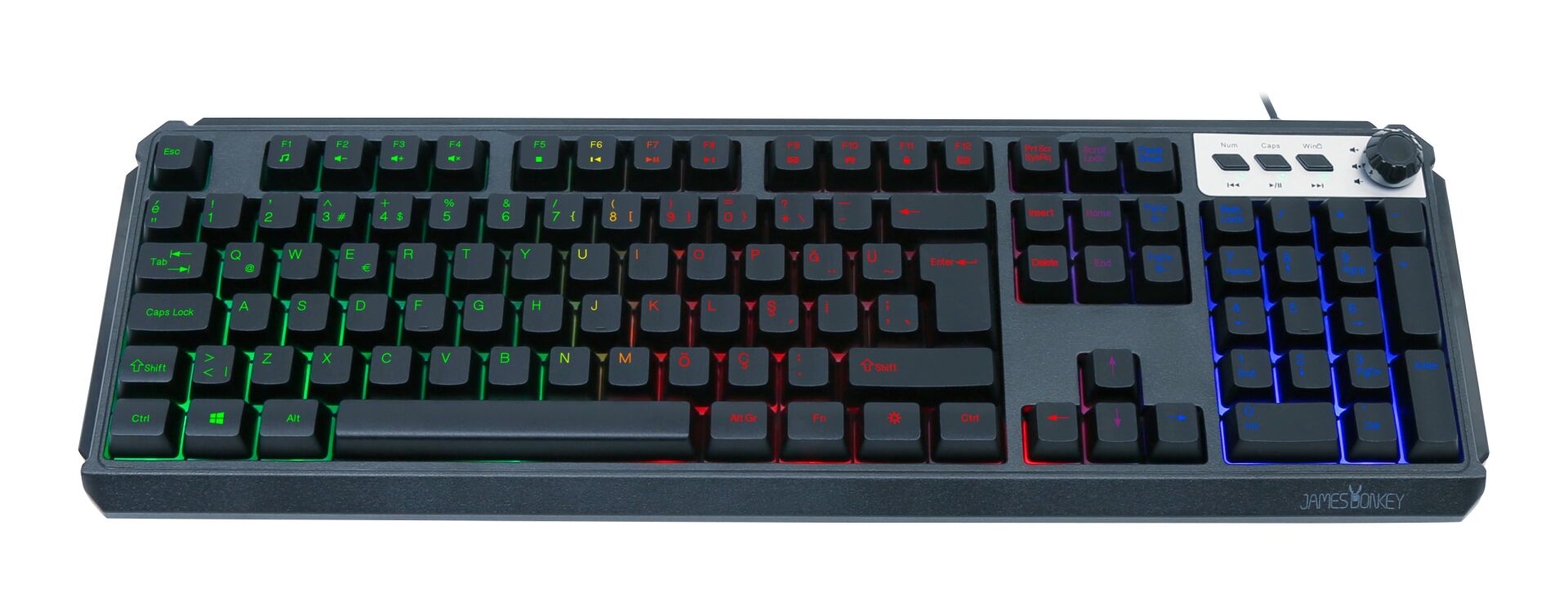 James Donkey JDK104 Rainbow Membran Türkçe Q Gaming 104 Tuş Siyah Klavye