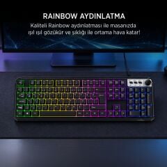James Donkey JDK104 Rainbow Membran Türkçe Q Gaming 104 Tuş Siyah Klavye