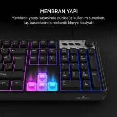 James Donkey JDK104 Rainbow Membran Türkçe Q Gaming 104 Tuş Siyah Klavye