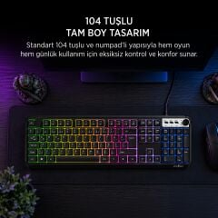 James Donkey JDK104 Rainbow Membran Türkçe Q Gaming 104 Tuş Siyah Klavye