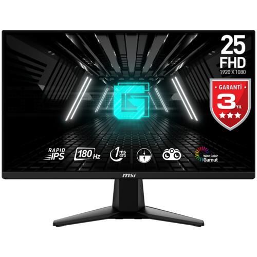 MSI 24.5 G255F Flat RAPID IPS 1ms 180HZ Free-Sync Siyah FHD Monitör