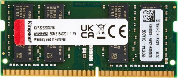 Kingston 16 GB 3200 Mhz CL22 SODIMM KVR32S22 16 DDR4 Notebook Ram