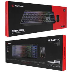 RAMPAGE KM-R57 Seraphic Siyah RGB Multmedia Klavye 12800DPI Mouse Gaming Set