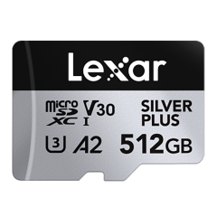 LEXAR 512GB UHS-I microSDXC V30 4K Silver Plus PRO LMSSIPL512G-BNANG