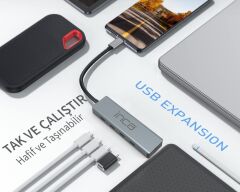 INCA ITPT-4T TYPE-C HUB X4 TYPE-C PORT 3.1 10GBPS ALUMINYUM KASA ÇOKLAYICI