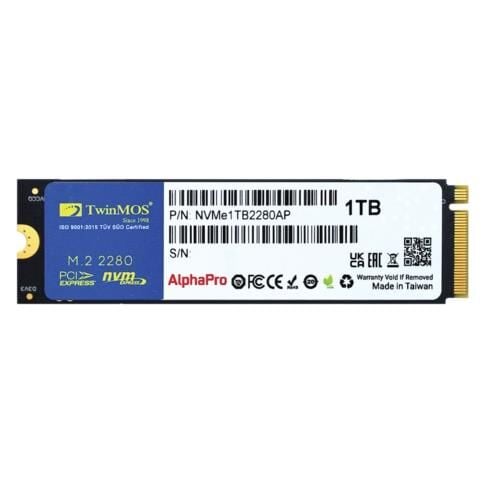 TWINMOS 1TB M.2 PCIe NVMe SSD NVMe1TB2280AP 3600-3250Mb/s