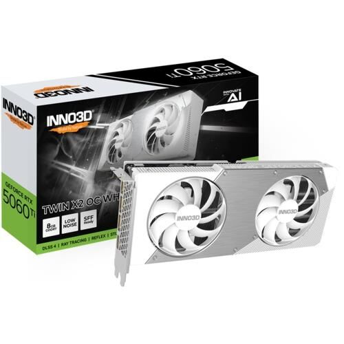 Inno3D RTX5060Ti 8GB Twin X2 OC White 128Bit GDDR7 3xDP, HDMI N506T2-08D7X-193075W