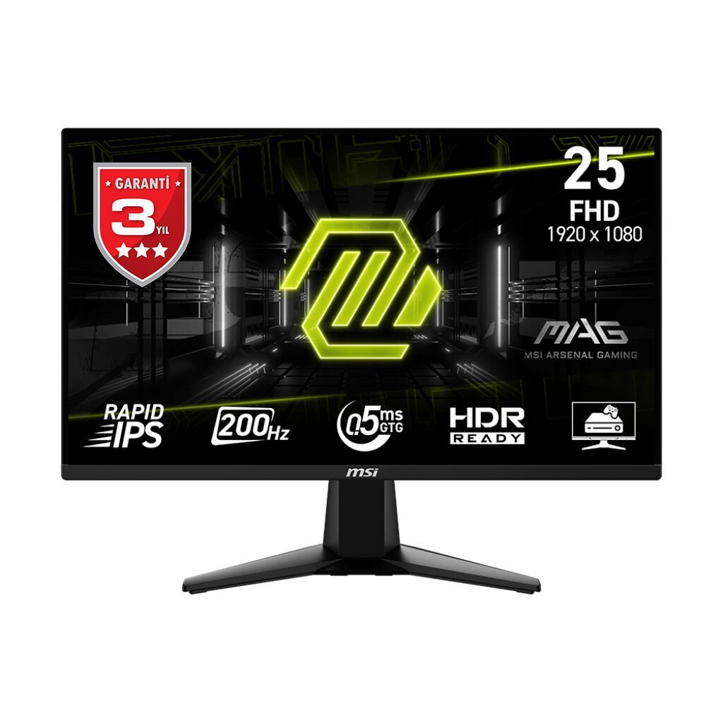 MSI 24.5 MAG 255F E20 Flat RAPID IPS 0.5MS (GTG) FreeSync Siyah FHD 200HZ Monitör