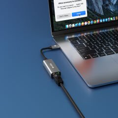 S-LINK SW-U336 Gri Metal Type-C to RJ45 Gigabit Dönüştürücü Adaptör 100/1000Mbps