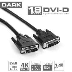 DARK 1.8 metre DVI-DVI 24+1 Görüntü kablosu Erkek-Erkek DK-CB-DVIL180