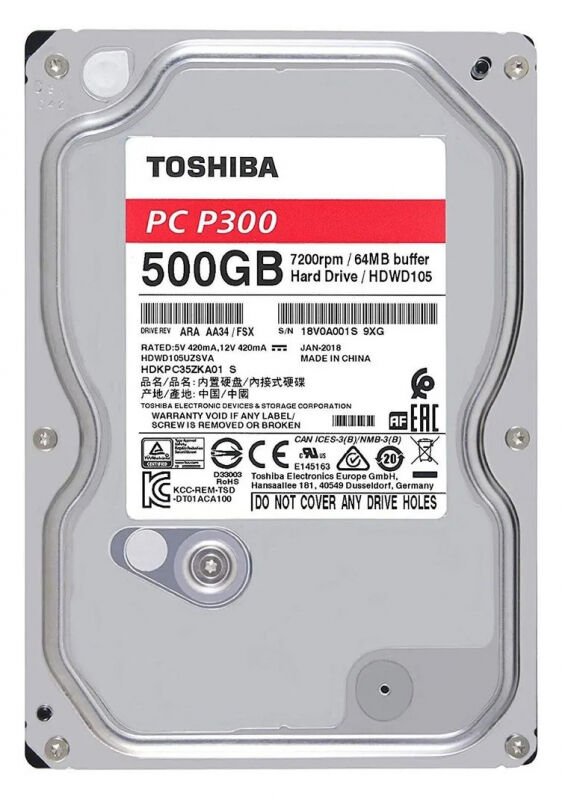Toshiba 3.5'' 500 GB P300 HDKPC35ZKA01 SATA 3.0 7200 RPM Hard Disk