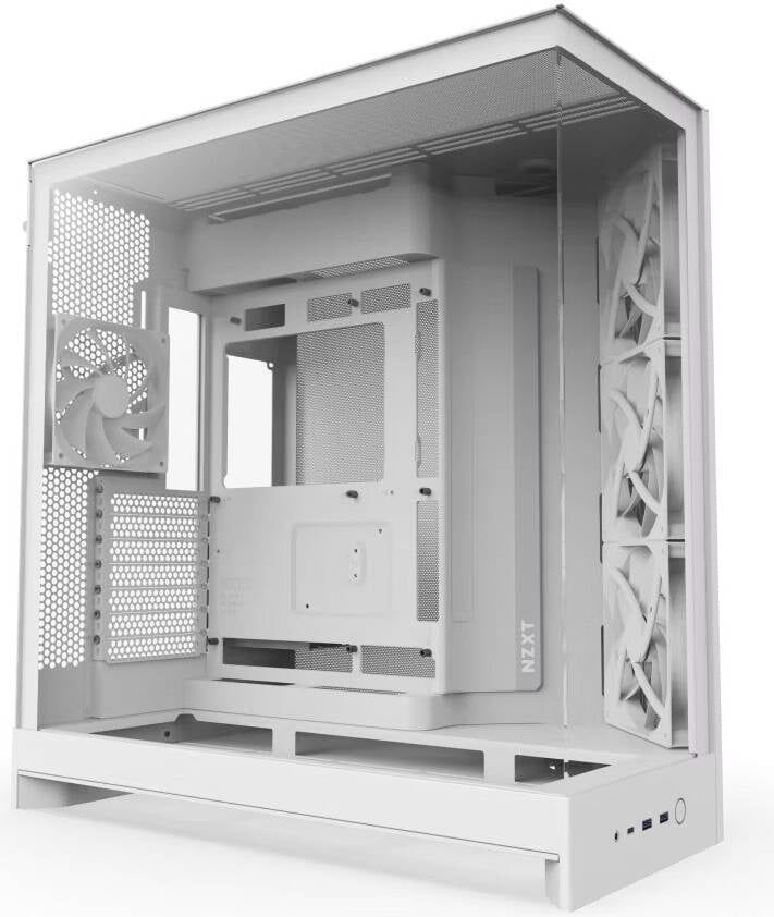 NZXT H9 Flow Large Dual-Chamber Beyaz Tempered Glass USB 3.0 ATX Mid Tower Kasa