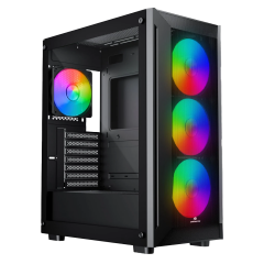 GAMEBOOSTER RAIDER E651B 650W 80+ USB 3.0 Mesh Rainbow Fanlı ATX Mid Tower Gaming Siyah Kasa