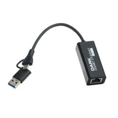 DARK USB-A 3.0-Type-C GIGABIT ETHERNET DÖNÜŞTÜRÜCÜ ÇİFT BAŞ DK-NT-U3GLAN